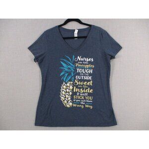 Nurse-Themed V-Neck Graphic Tee Pineapple Design Soft Blend Fabric District Perf